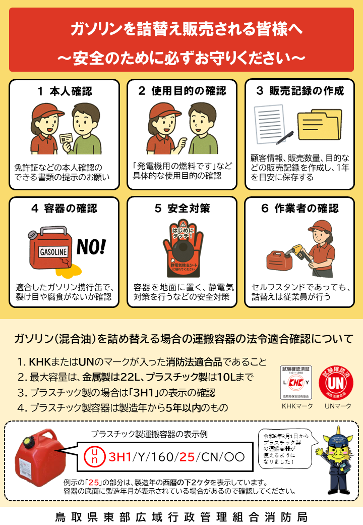 ガソリンを詰替え販売される皆様へ